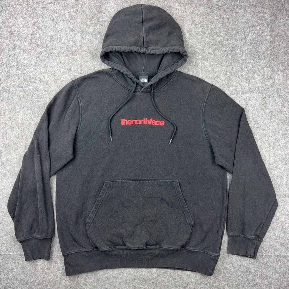 The North Face Hoodie Mens Large Black Injection Logo Pullover Fleece Gorpcore